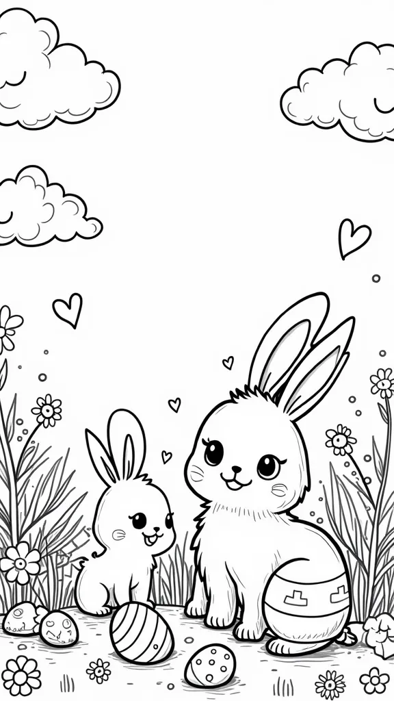 coloriage de Pâques kawaii